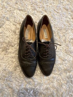 Unisa Dark Forest Green Brown Lace Leather Brogue Oxford Lace-Up Shoes
